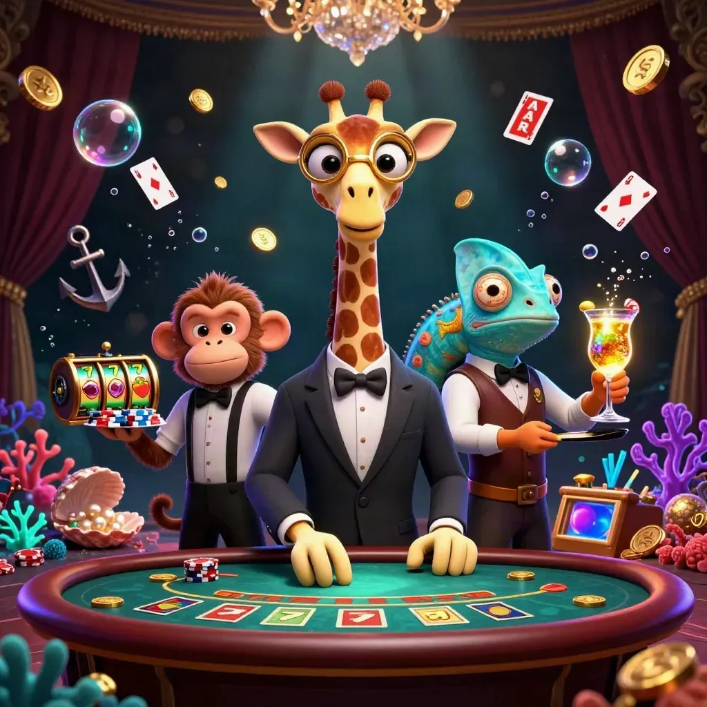 Giraffe high roller, monyet valet, dan bunglon bartender di kasino bawah laut mewah